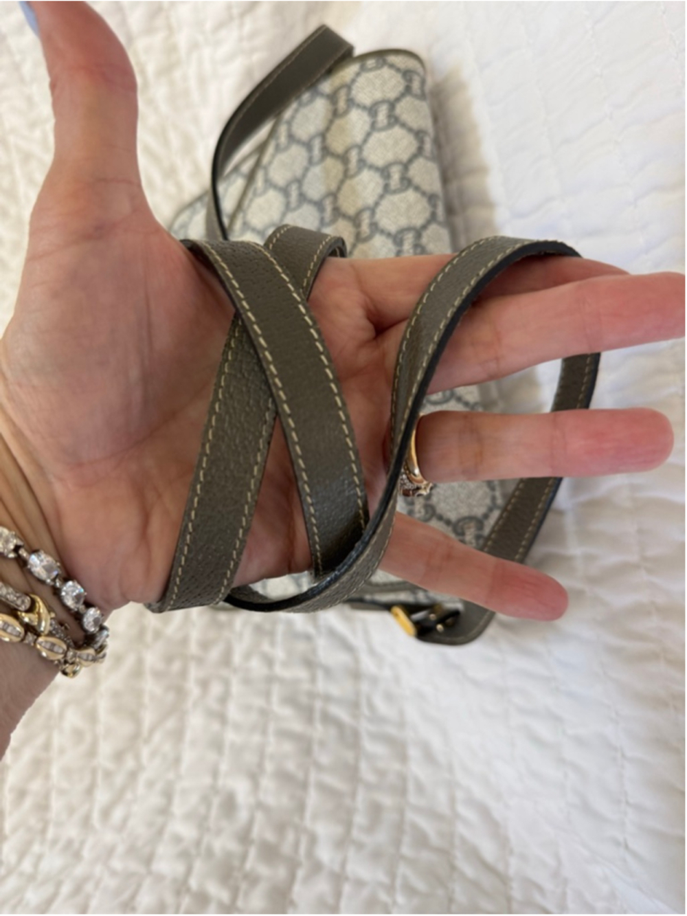 Gucci Plus Crossbody Bag in Gray and Green, a piece of Gucci history. - Picture 4 of 16